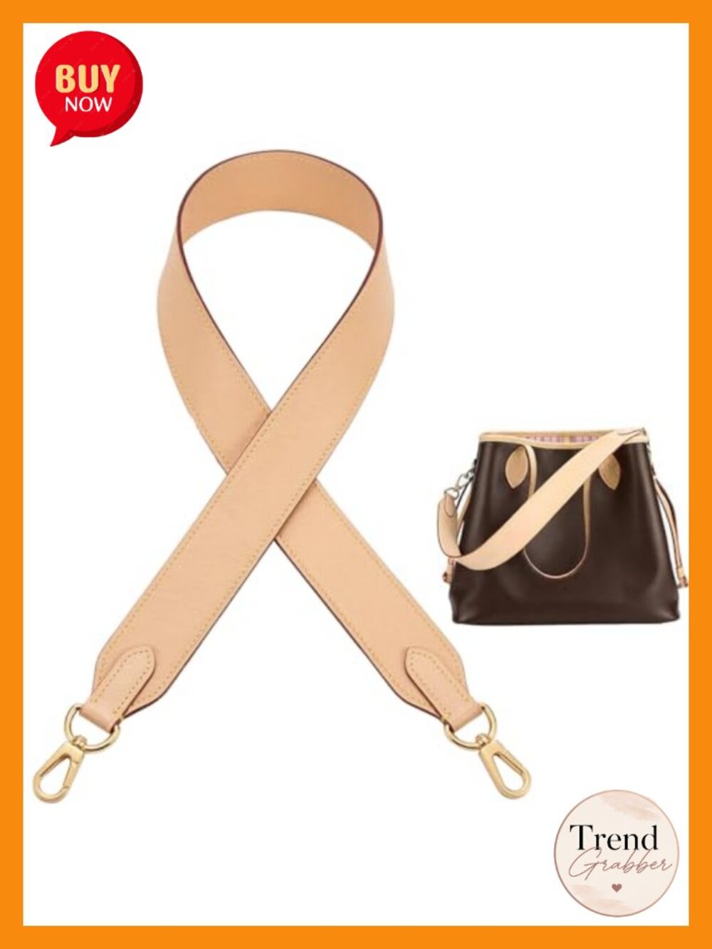 Vachetta Leather Wide Replacement Shoulder Strap for Tote Handbag
